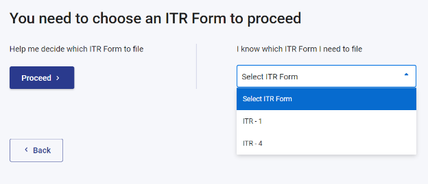 ITR Form - To be Proceed